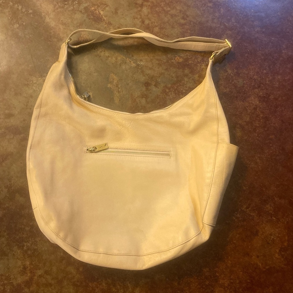 Sseko Soft Supple Cream/Tan Colored Leather HOBO Style Handbag